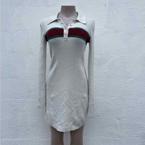 Calvin Klein White Dress with Red and Green Accents